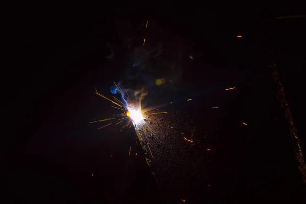 Sparks Welding Metal Smoke — Stock Photo, Image