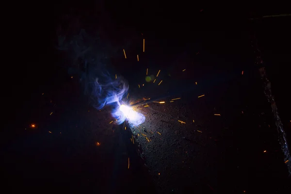 Sparks Welding Metal Smoke — Stock Photo, Image