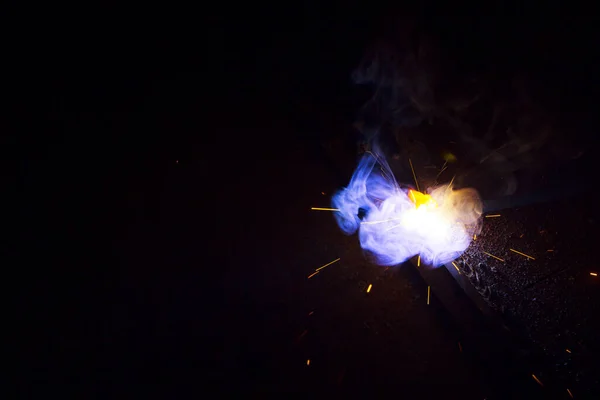 Sparks Welding Metal Smoke — Stock Photo, Image