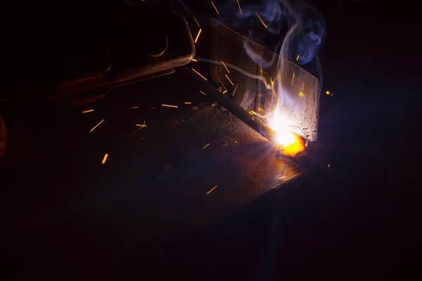 Sparks Welding Metal Smoke — Stock Photo, Image
