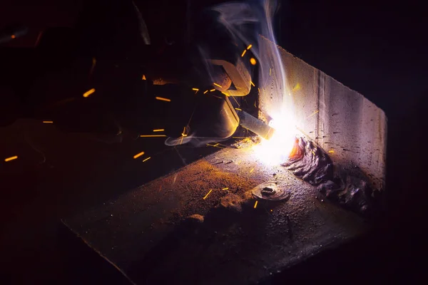 Sparks Welding Metal Smoke — Stock Photo, Image