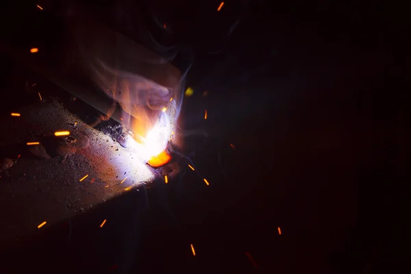 Funken Schweißen Metall Mit Rauch — Stockfoto