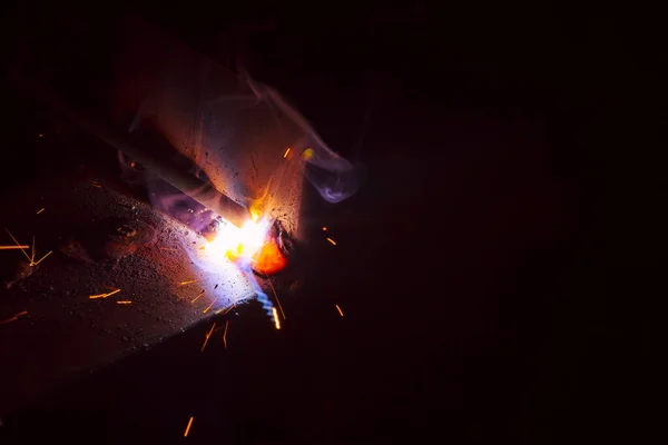 Funken Schweißen Metall Mit Rauch — Stockfoto