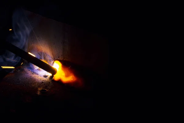 Funken Schweißen Metall Mit Rauch — Stockfoto