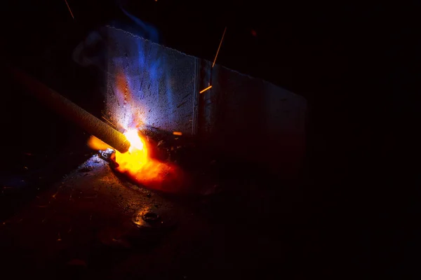 Faíscas Metal Solda Com Fumaça — Fotografia de Stock