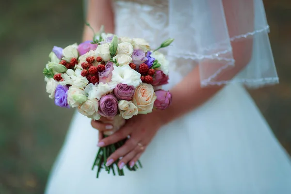 Wedding Bouquet Hands Bride Ceremony — Photo