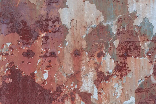 Old Weathered Peeling Paint Rusting Metal Wall — Stock Photo, Image