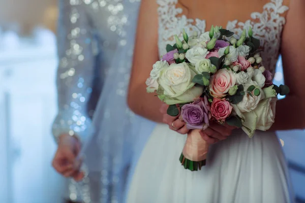 Wedding Bouquet Hands Bride Ceremony — Photo