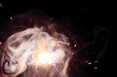 ateş alevi, kıvılcımlar, duman, yanma, alevler, patlama, ışık, siyah zemin, kapat-