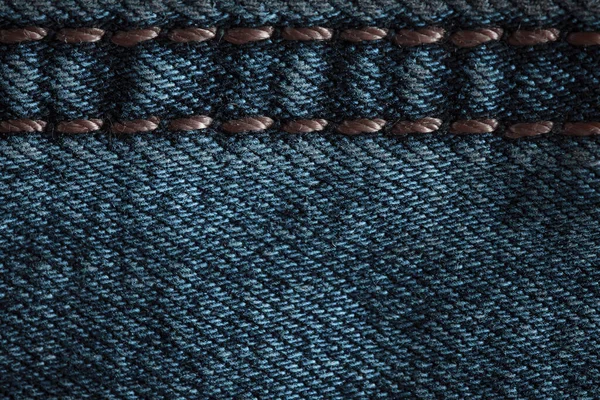 Textura Tecido Azul Com Uma Costura — Fotografia de Stock
