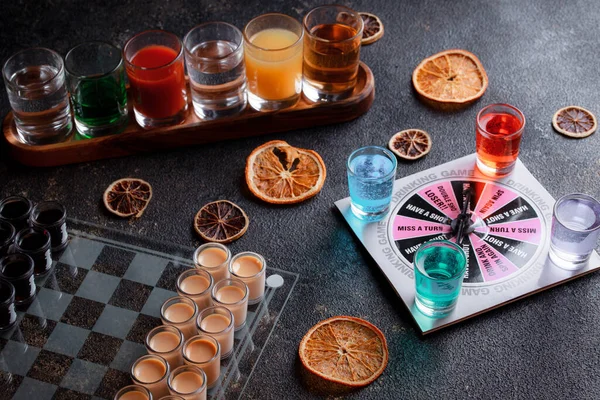 Short Alcoholic Drinks Bar Cocktail Card Party Concept Girls Multicolored — Foto de Stock