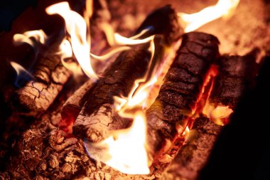 Şöminede yanan ateş 