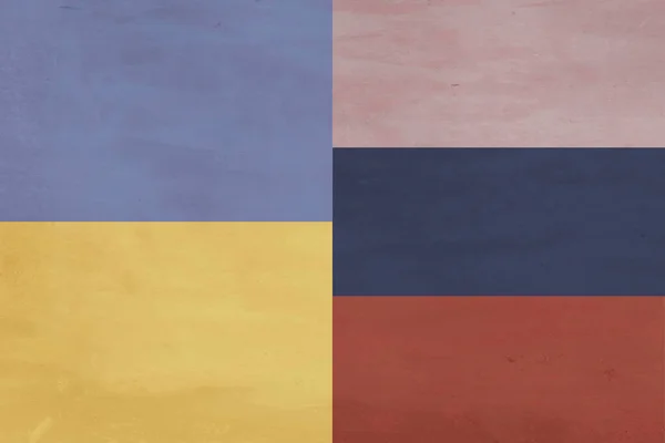 Flag Ukraine Russian Federation Scratch Damage Texture News Feed Military — Stock Fotó