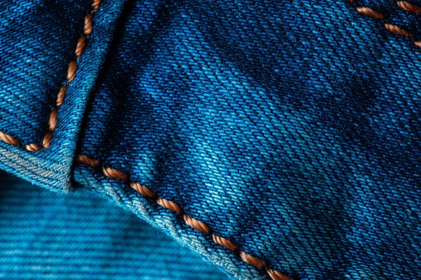 Texture Blue Denim Denim Machine Stitch Can Used Background Lettering — Foto de Stock