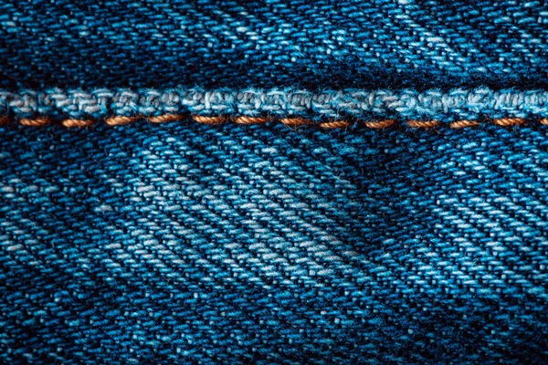Textuur Van Blauwe Denim Spijkermachine Steek Kan Gebruikt Worden Als — Stockfoto