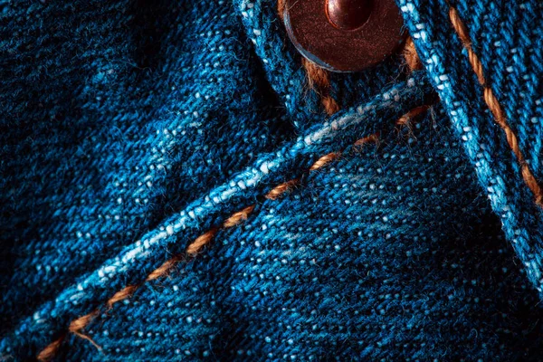 Texture Blue Denim Denim Machine Stitch Can Used Background Lettering — Stock Fotó
