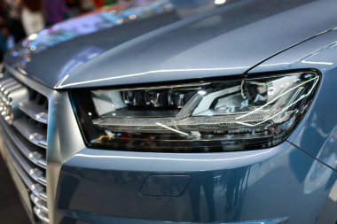 UKRAINE, DNIPRO - 23 Eylül 2018: Audi yerel alışveriş merkezinde, yakın çekim.