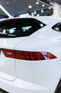 UKRAINE, DNIPRO - 23 Eylül 2018: Yerel alışveriş merkezinde jaguar, yakın çekim.