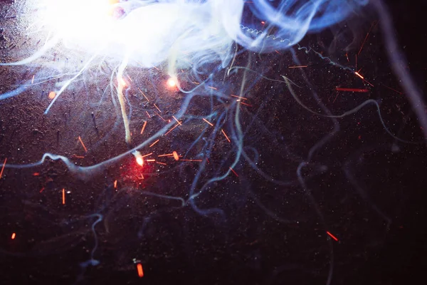 Welding Metal Sparks Smoke — Stock Photo, Image