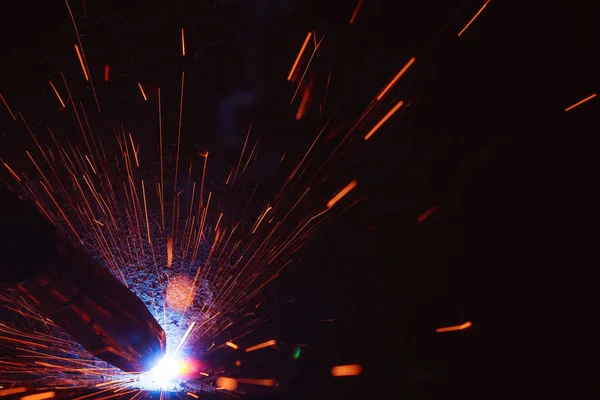 Welding Metal Sparks Smoke — Stock Photo, Image