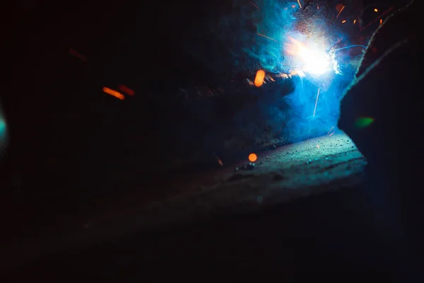 Welding Metal Sparks Smoke — Stock Photo, Image