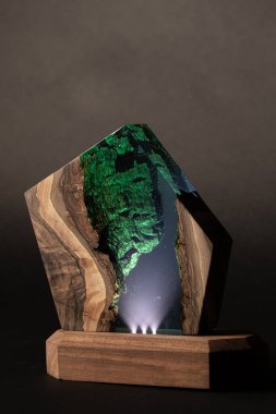 green epoxy resin table lamp, home decor 