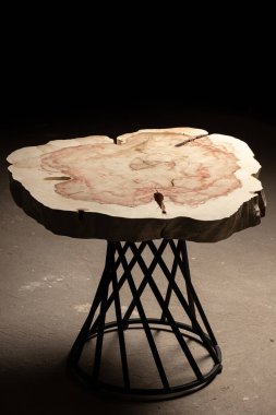 furniture design, Sanded Wood Slice table construction