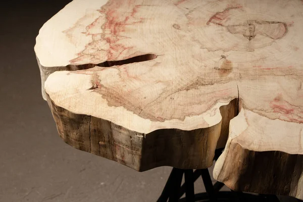 Sanded Wood Slice table construction, wooden surface 