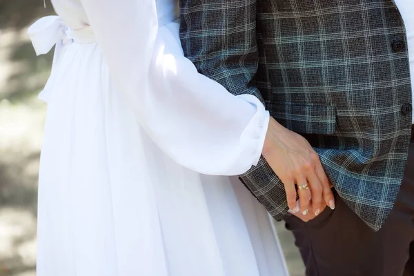 Loving Couple Together Bride Groom Holding Hands Wedding Ceremony — 스톡 사진