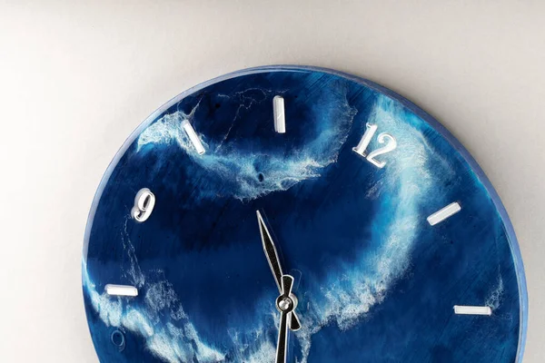Partial View Blue Clock Hanging Wall — Foto Stock