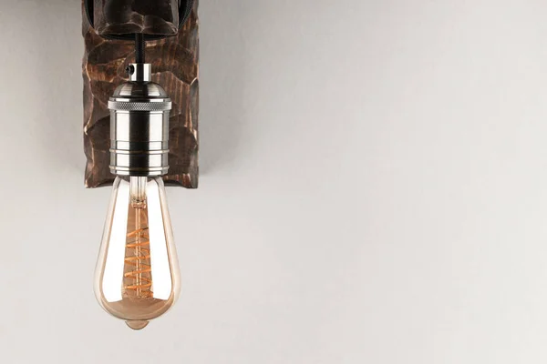 Decorative Wooden Wall Lamp Edison Light Bulb — Stockfoto