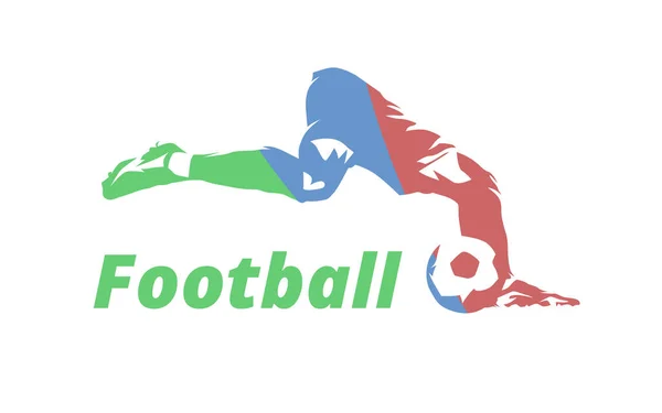 Futbol Futbolcu Topa Vuruyor Futbol Teması Izole Vektör Silueti — Stok Vektör