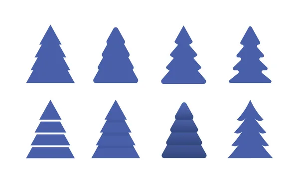 Skupina Abstraktních Vánočních Stromků Plochý Design Izolované Vektorové Ilustrace — Stockový vektor