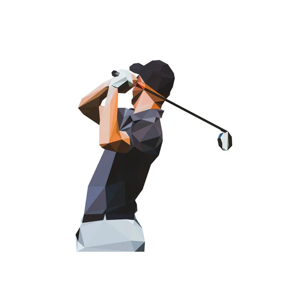 Παίκτης Γκολφ Χαμηλή Πολυγωνική Απεικόνιση Απομονωμένος Παίκτης Του Γκολφ Λογότυπο — Διανυσματικό Αρχείο