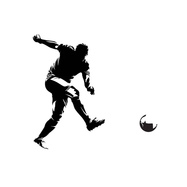 Ballon Foot Silhouette Vectorielle Isolée Abstraite Logo Footballeur Dessin Encre — Image vectorielle