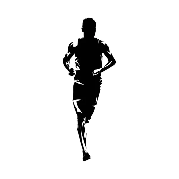 Run Logo Running Man Frontansicht Isolierte Vektorsilhouette Marathon Logo — Stockvektor