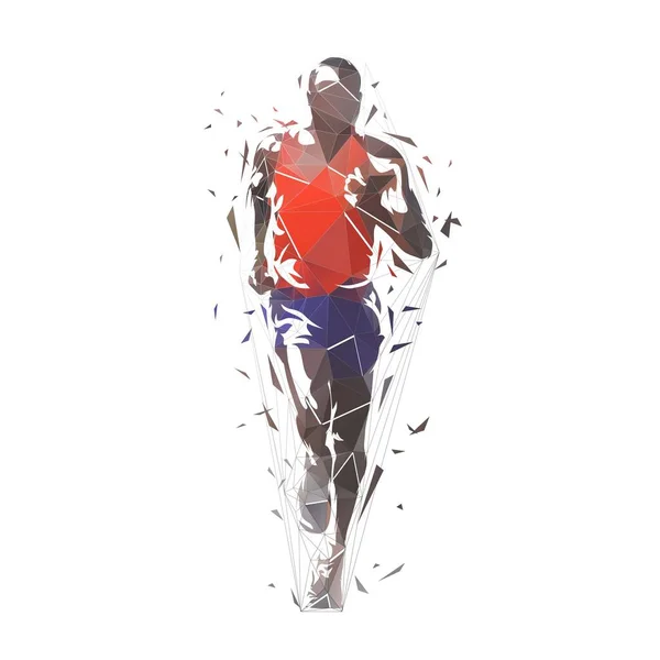 Run Logo Running Man Low Polygonal Vector Illustration Front View — Stock Vector