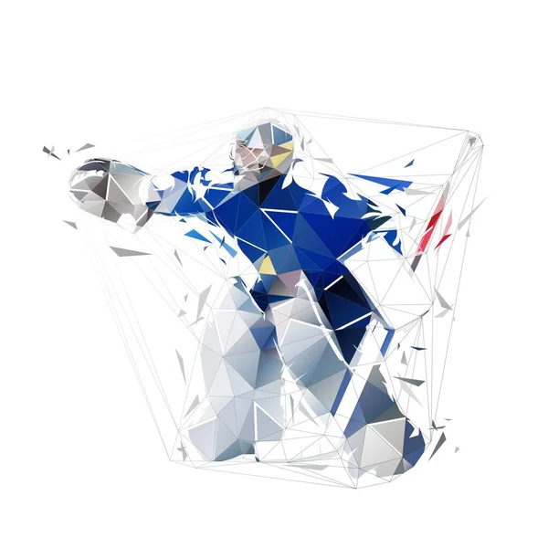 Ice Hockey Goalie Isolated Low Polygonal Vector Illustration Goalkeeper Ice — Stock Vector