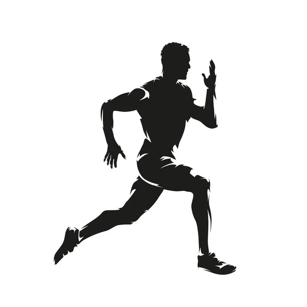 Corre Hombre Corriendo Vista Lateral Silueta Vectorial Aislada Abstracta Sprint — Vector de stock