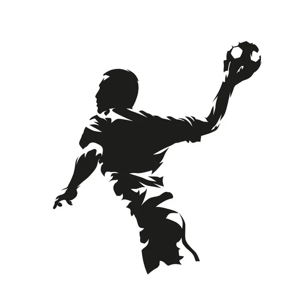 Handballer Beim Ballwurf Abstrakte Isolierte Vektorsilhouette Handball Logo — Stockvektor