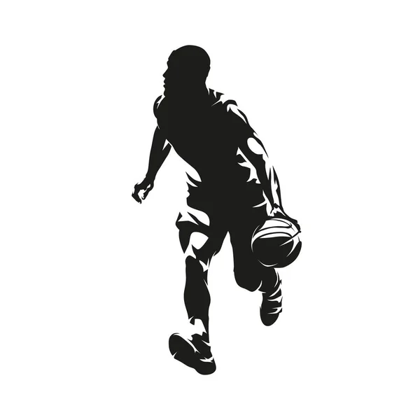 Dribbling Eines Basketballspielers Abstrakte Isolierte Vektorsilhouette Tuschezeichnung Streetball — Stockvektor