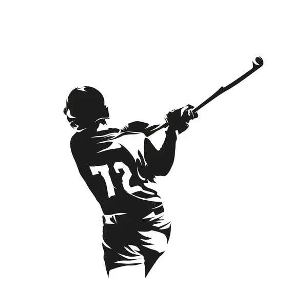 Giocatore Baseball Oscillante Con Pipistrello Logo Pastella Astratto Silhouette Vettoriale — Vettoriale Stock