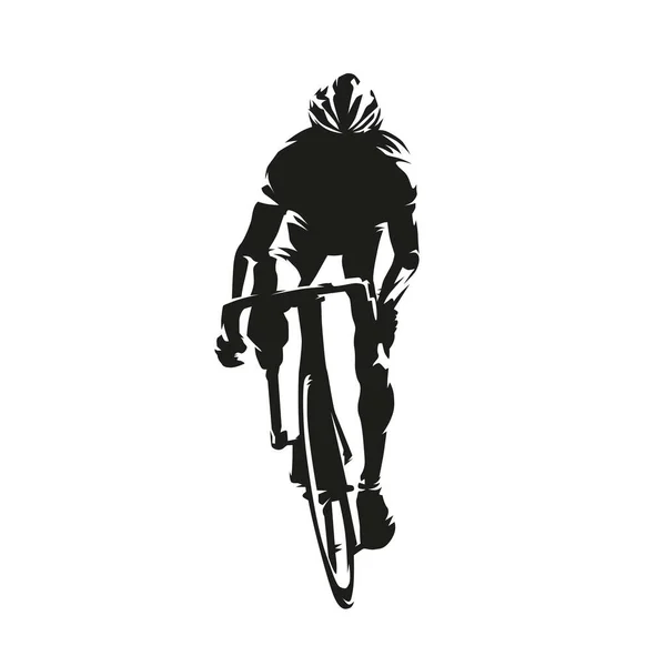 Para Cycling Cyclist Disability Isolated Vector Silhouette Front View — Stock Vector