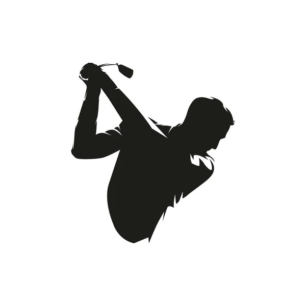 Golf Játékos Logó Elszigetelt Vektor Sziluett Golf Swing — Stock Vector