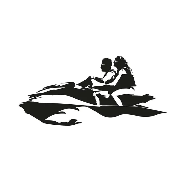 Personal Watercraft Pwc Water Scooter Jet Ski Couple Riding Recreational — Image vectorielle