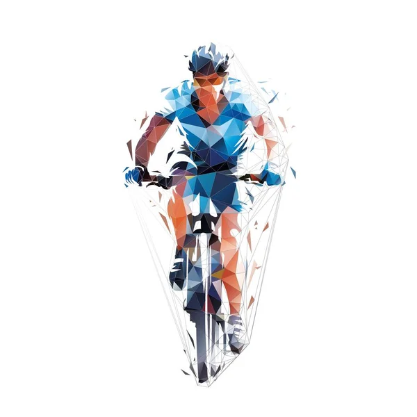 Dağ Bisikleti Bisiklet Logosu Soyut Düşük Çokgen Izole Vektör Çizimi — Stok Vektör