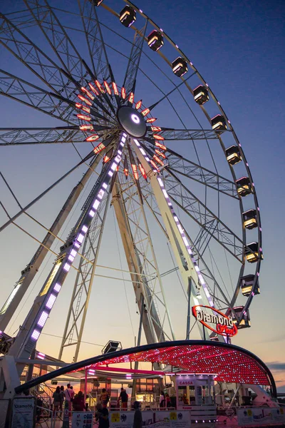 Rimini Italy July 2020 Colorful Ferris Wheel Sunset Harbour Rimini — Foto de Stock