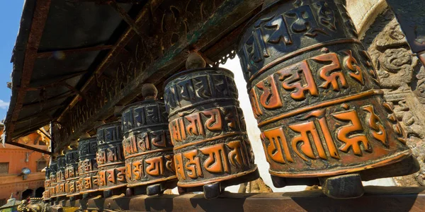 Rodas Oração Cobre Tibetano Templo Swayambhunath Templo Dos Macacos Património — Fotografia de Stock