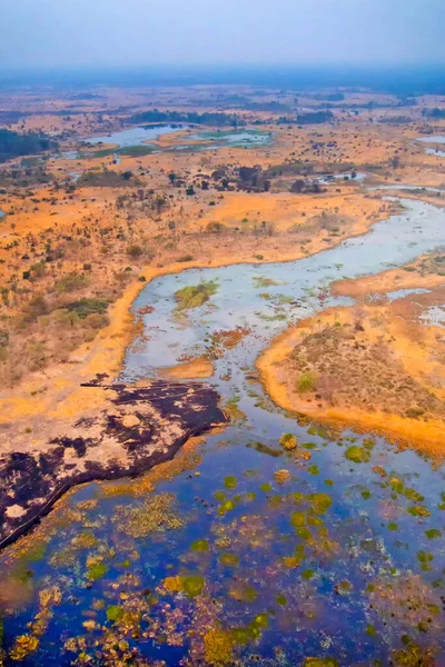 Widok Lotu Ptaka Okavango Wetlands Okavango Delta Lista Światowego Dziedzictwa — Zdjęcie stockowe