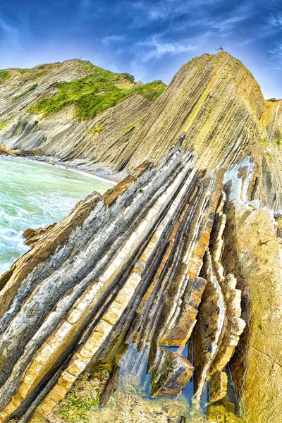 Flysch, Flysch Cliffs, Bask Sahili UNESCO Global Geopark Ağı, Avrupa Geopark Ağı, Zumaia, Guipuzcoa, Bask Ülkesi, İspanya, Avrupa